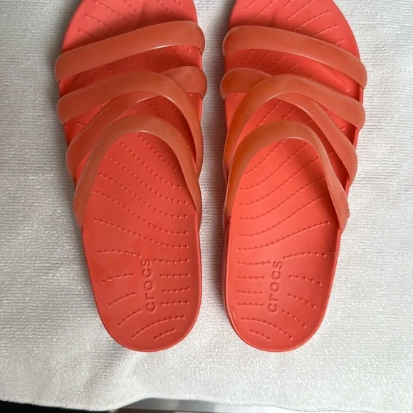 Crocs Women’s Swiftwater Sandals Bright Coral Size 7W – Very Good‎ Condition - Picture 6 of 6
